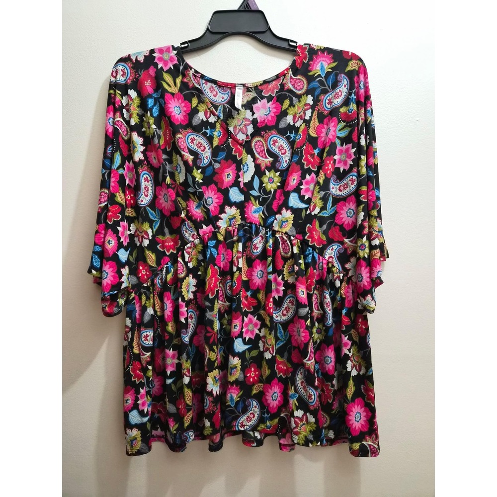 Dear Scarlett Boho Floral Paisley Empire Waist Flowy Top 2X NWOT